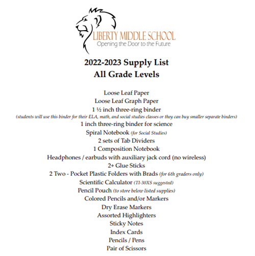 School Supply List